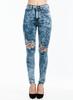 High Waist Knee Distressed - Dark Blue