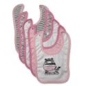 Baby Girls 5 Pack of Zebra Bibs in Pink